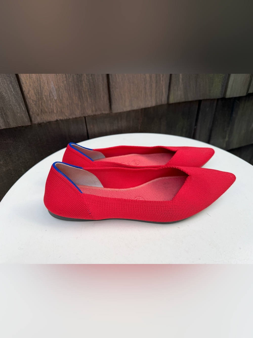 Rothy’s flat shoes neon red pointed toe slip on Sz W 8.5. - Picture 3 of 9